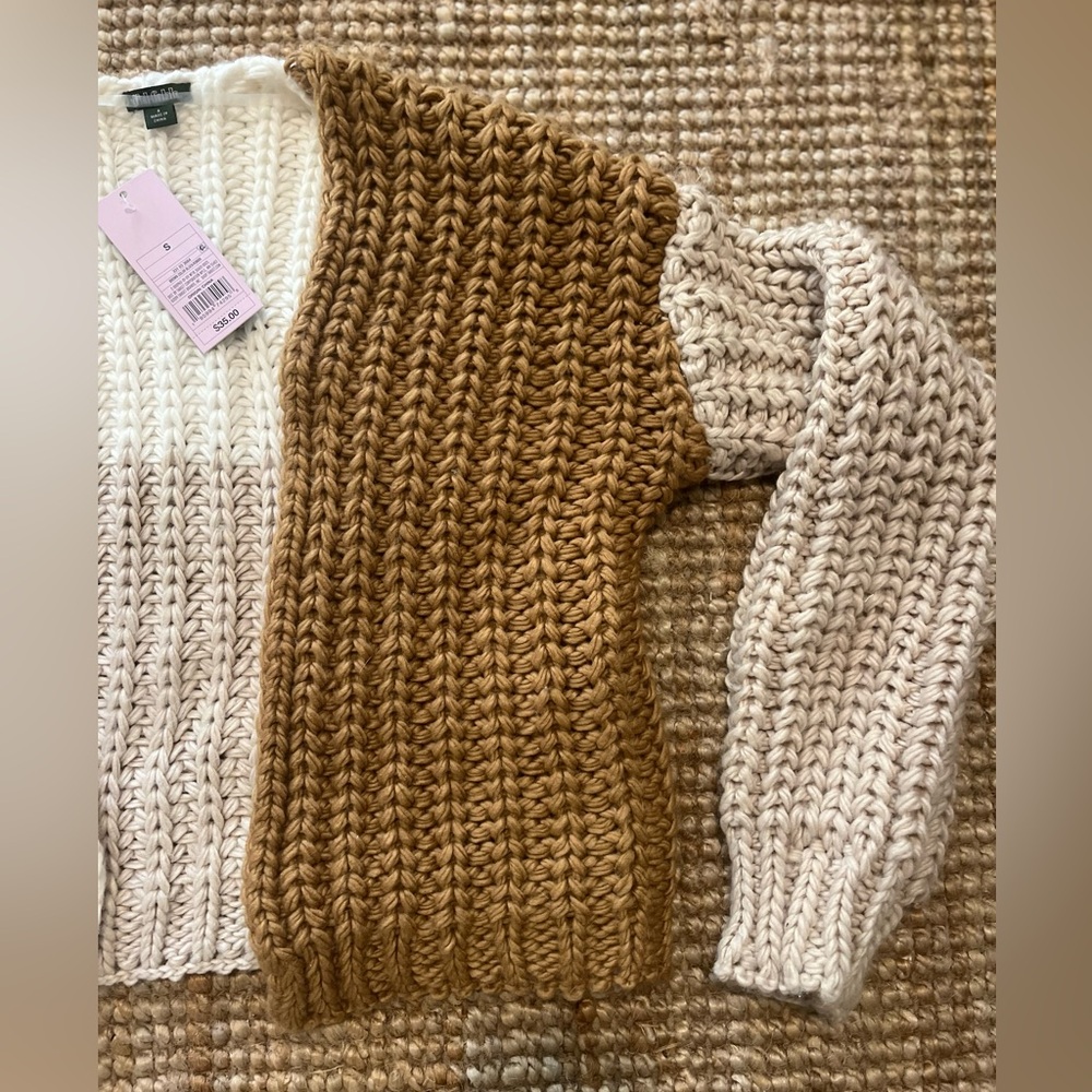 NWT Wild Fable Colorblock Chunky Knit Cardigan in Shades of Brown- Size S 🐿️